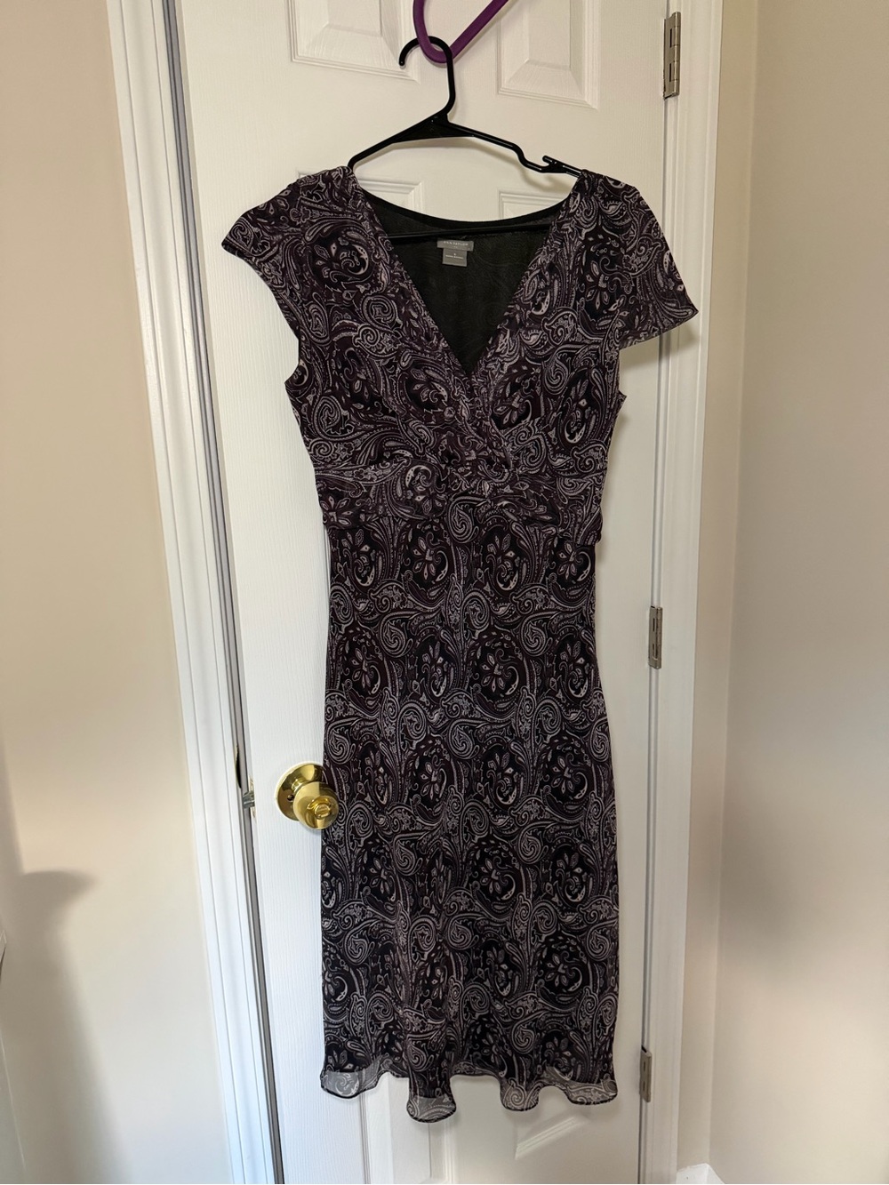 Ann Taylor Purple Paisley Wrap-Style Dress